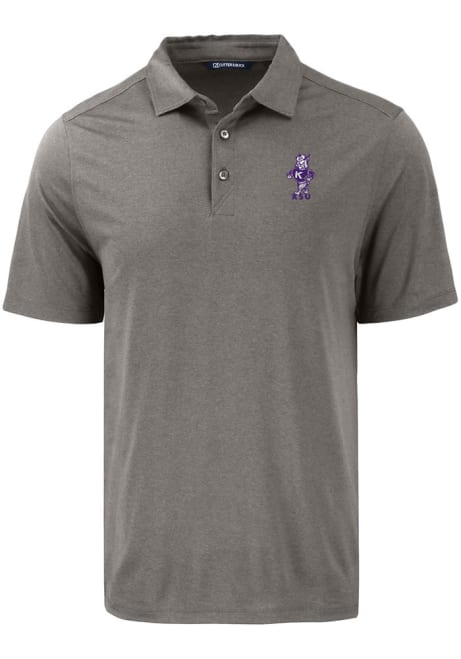 Mens K-State Wildcats Grey Cutter and Buck Vintage Wabash Coastline Eco Short Sleeve Polo Shirt