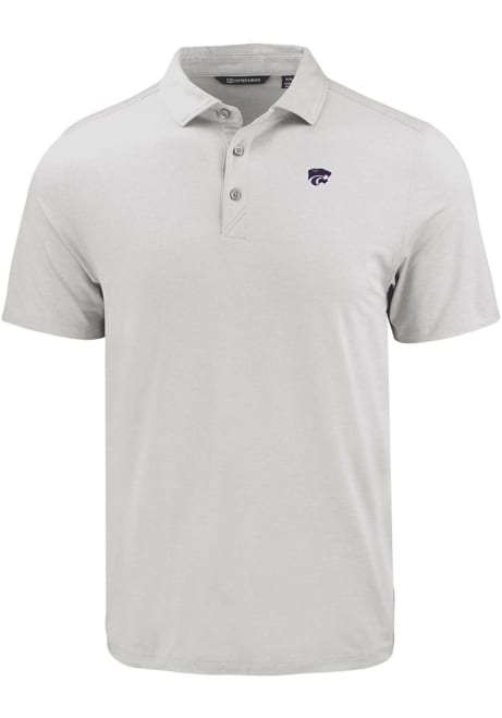 Mens K-State Wildcats Charcoal Cutter and Buck Coastline Eco Short Sleeve Polo Shirt