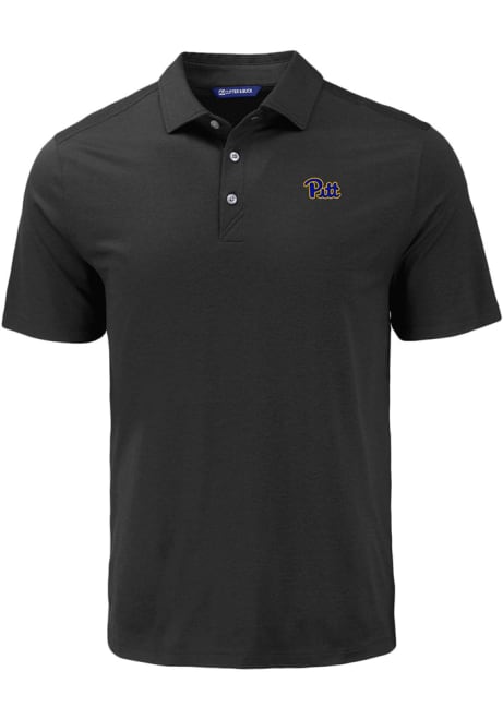 Mens Pitt Panthers Black Cutter and Buck Coastline Eco Short Sleeve Polo Shirt