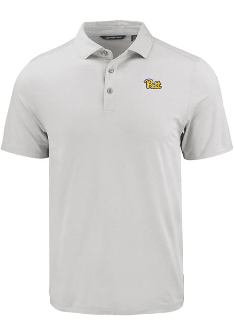 Mens Pitt Panthers Charcoal Cutter and Buck Coastline Eco Short Sleeve Polo Shirt