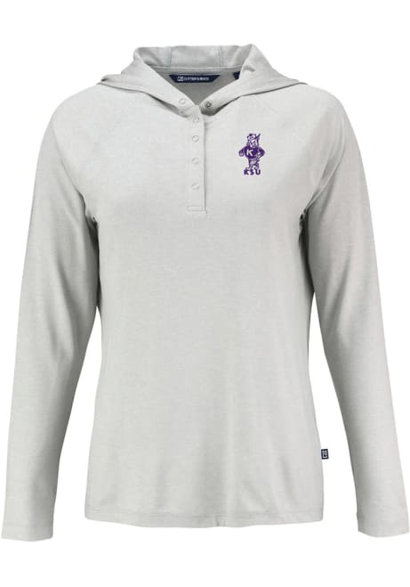 Womens K-State Wildcats Grey Cutter and Buck Vintage Wabash Coastline Eco Hooded Sweatshirt