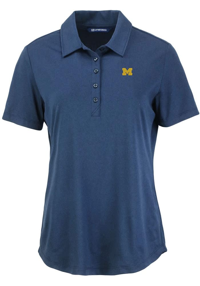 Michigan Wolverines Cutter and Buck Womens NAVY Coastline Eco Short Sleeve Polo