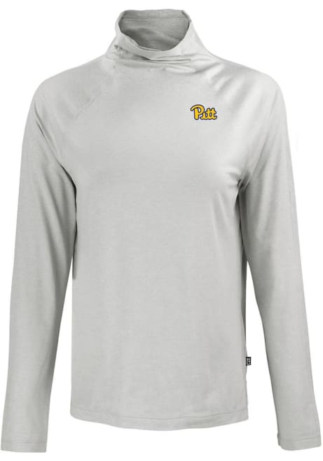 Womens Pitt Panthers Grey Cutter and Buck Coastline Eco Funnel Neck Crew Sweatshirt