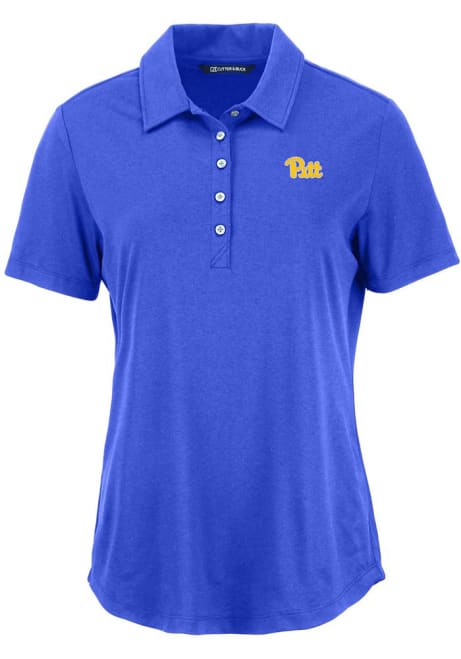 Womens Pitt Panthers Blue Cutter and Buck Coastline Eco Short Sleeve Polo Shirt