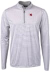 Main image for Mens Nebraska Cornhuskers Grey Cutter and Buck Vault Virtue Eco Pique Stripe Qtr Zip