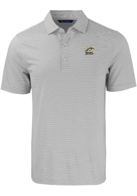 Western Michigan Broncos Grey Cutter and Buck Forge Double Stripe Big and Tall Polo