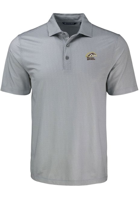 Western Michigan Broncos Grey Cutter and Buck Shadow Check Big and Tall Polo