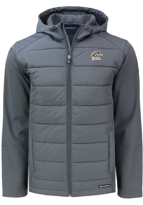 Grey Western Michigan Broncos Cutter and Buck Mens Evoke Hood Big and Tall Lined Jacket