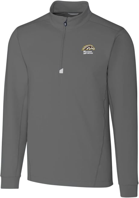 Mens Western Michigan Broncos Grey Cutter and Buck Traverse Qtr Zip Pullover