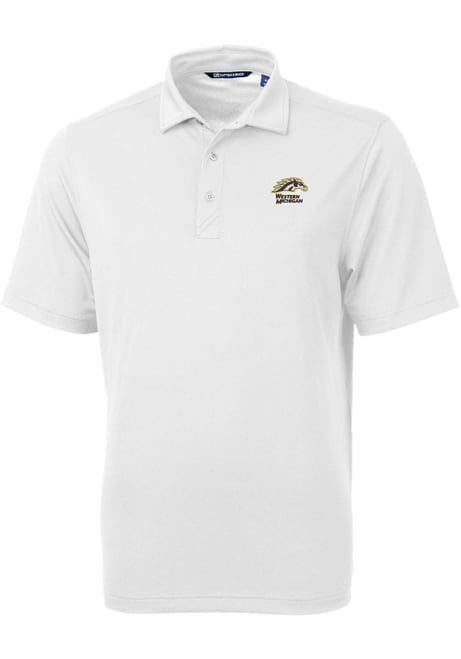 Mens Western Michigan Broncos White Cutter and Buck Virtue Eco Pique Short Sleeve Polo Shirt