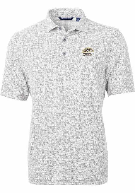 Mens Western Michigan Broncos Grey Cutter and Buck Virtue Eco Pique Botanical Short Sleeve Polo Shirt