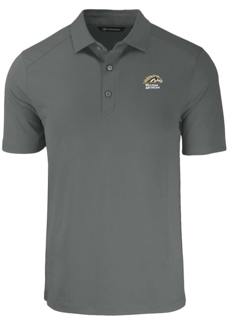 Mens Western Michigan Broncos Grey Cutter and Buck Forge Recycled Design Short Sleeve Polo Shirt