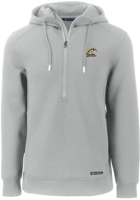 Mens Western Michigan Broncos Grey Cutter and Buck Roam Hooded Sweatshirt