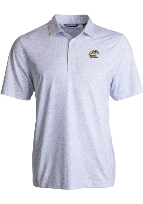 Mens Western Michigan Broncos White Cutter and Buck Pike Pebble Short Sleeve Polo Shirt