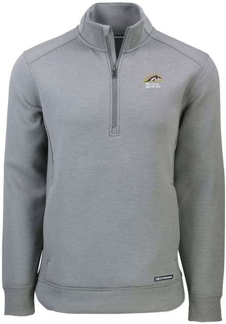 Mens Western Michigan Broncos Grey Cutter and Buck Roam 1/4 Zip Pullover