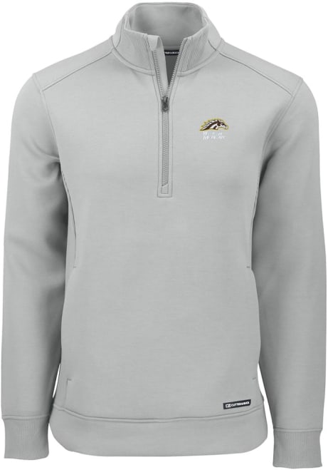 Mens Western Michigan Broncos Grey Cutter and Buck Roam Qtr Zip Pullover