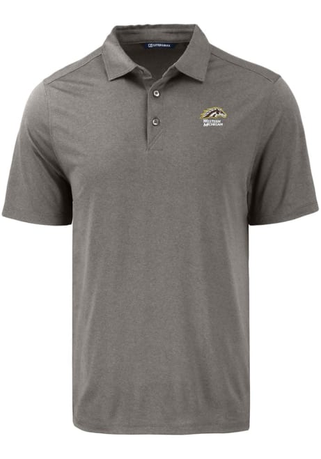 Mens Western Michigan Broncos Grey Cutter and Buck Coastline Eco Short Sleeve Polo Shirt