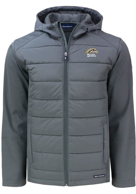 Mens Western Michigan Broncos Grey Cutter and Buck Evoke Hood Heavyweight Jacket