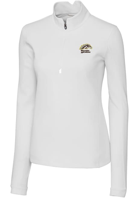 Womens Western Michigan Broncos White Cutter and Buck Traverse Qtr Zip