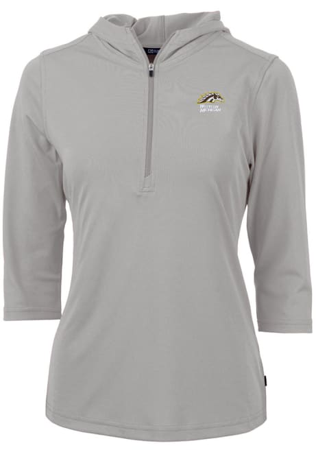 Womens Western Michigan Broncos Grey Cutter and Buck Virtue Eco Pique Hooded Sweatshirt