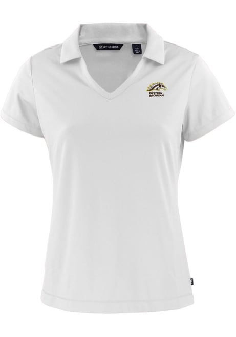 Womens Western Michigan Broncos White Cutter and Buck Daybreak V Neck Short Sleeve Polo Shirt