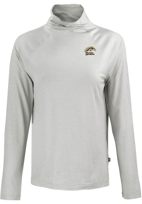 Womens Western Michigan Broncos Charcoal Cutter and Buck Coastline Eco Funnel Neck Crew Sweatshirt