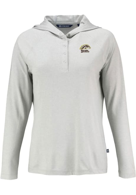 Womens Western Michigan Broncos Charcoal Cutter and Buck Coastline Eco Hooded Sweatshirt