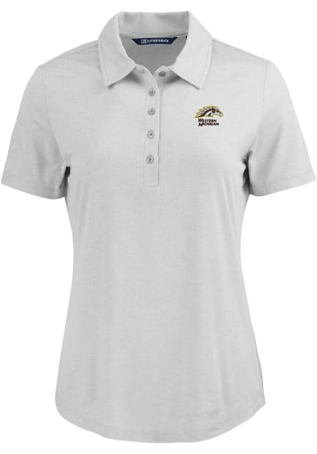 Womens Western Michigan Broncos Charcoal Cutter and Buck Coastline Eco Short Sleeve Polo Shirt