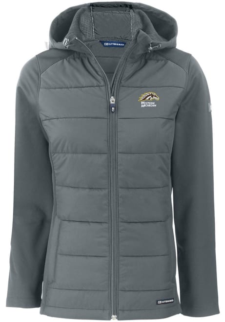 Womens Western Michigan Broncos Grey Cutter and Buck Evoke Hood Heavy Weight Jacket