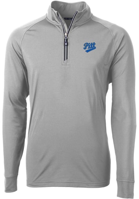 Mens Pitt Panthers Grey Cutter and Buck Vault Adapt Eco BT Qtr Zip