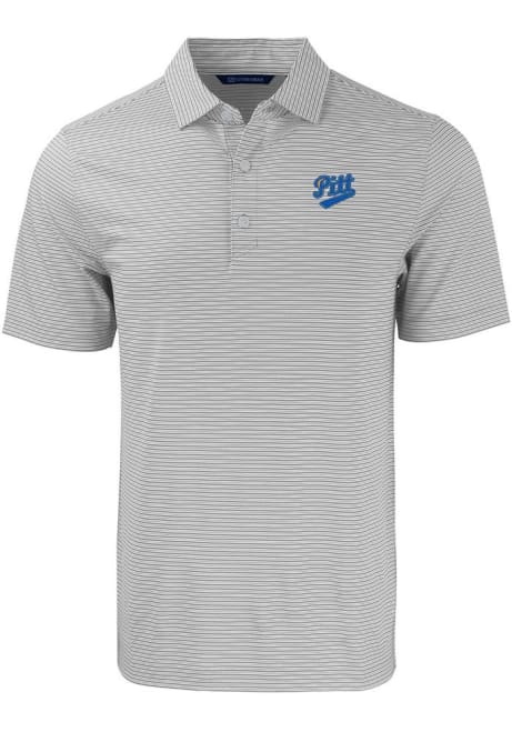 Pitt Panthers Grey Cutter and Buck Vault Forge Double Stripe Big and Tall Polo