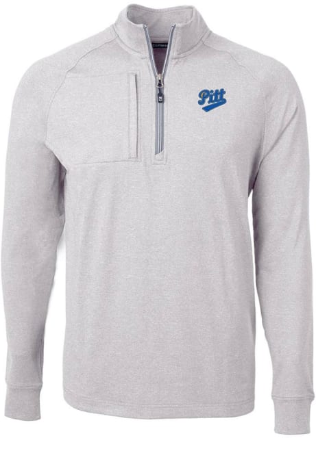 Mens Pitt Panthers Grey Cutter and Buck Vault Adapt Eco Qtr Zip Pullover