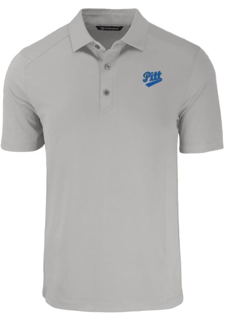 Mens Pitt Panthers Grey Cutter and Buck Vault Forge Recycled Short Sleeve Polo Shirt