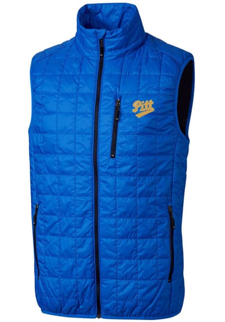 Mens Pitt Panthers Blue Cutter and Buck Vault Rainier PrimaLoft Vest