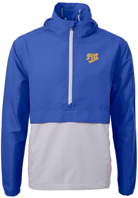 Mens Pitt Panthers Blue Cutter and Buck Vault Charter Eco Pullover Jackets