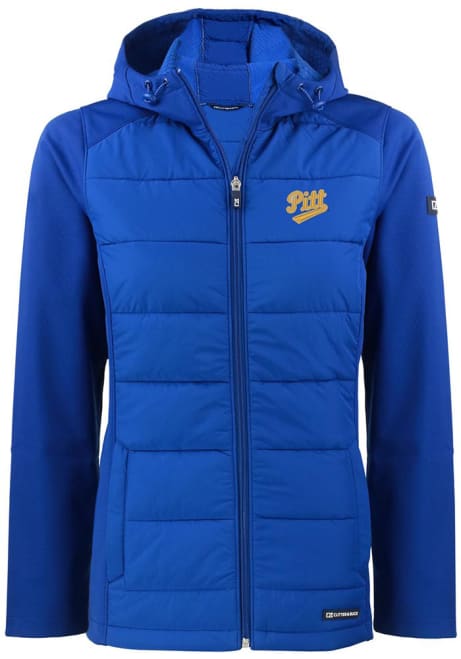 Womens Pitt Panthers Blue Cutter and Buck Vault Evoke Hood Heavy Weight Jacket