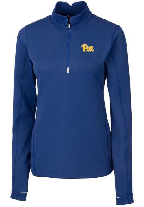 Womens Pitt Panthers Blue Cutter and Buck Traverse Qtr Zip