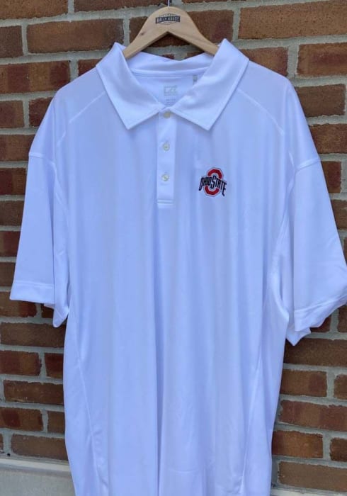 Ohio State Buckeyes Cutter and Buck White Genre Big and Tall Polo