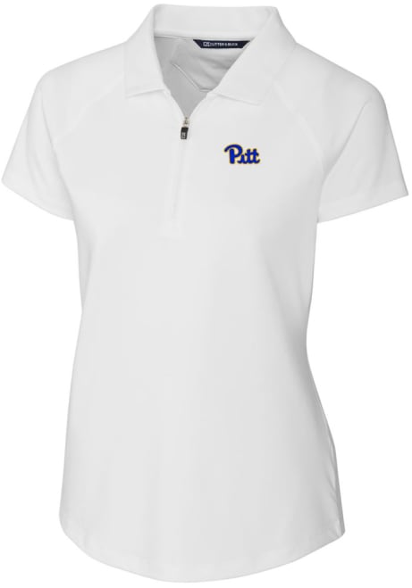 Womens Pitt Panthers White Cutter and Buck Forge Short Sleeve Polo Shirt