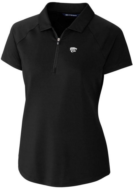 Womens K-State Wildcats Black Cutter and Buck Forge Short Sleeve Polo Shirt