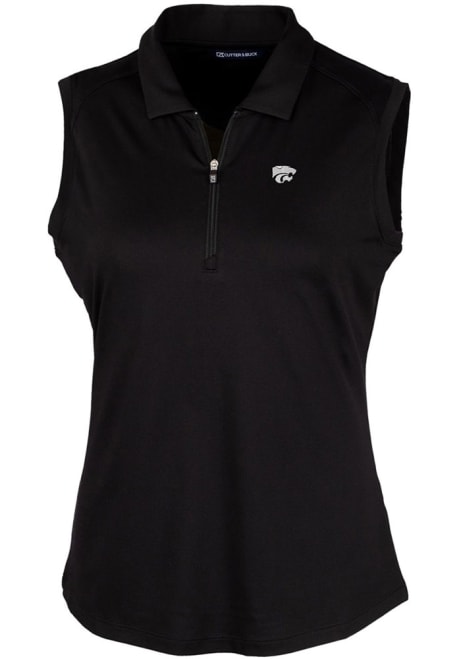 Womens K-State Wildcats Black Cutter and Buck Forge Polo Shirt