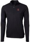 Main image for Cutter and Buck Cornell Big Red Mens Black Virtue Eco Pique Long Sleeve Qtr Zip Pullover