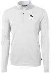 Main image for Cutter and Buck Iowa Hawkeyes Mens White Virtue Eco Pique Long Sleeve Qtr Zip Pullover