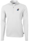 Main image for Cutter and Buck Kansas Jayhawks Mens White Virtue Eco Pique Long Sleeve 1/4 Zip Pullover