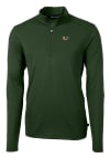 Main image for Cutter and Buck Miami Hurricanes Mens Green Virtue Eco Pique Long Sleeve 1/4 Zip Pullover