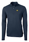 Main image for Mens Michigan Wolverines Blue Cutter and Buck Virtue Eco Pique Qtr Zip Pullover