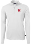 Main image for Mens Nebraska Cornhuskers White Cutter and Buck Virtue Eco Pique Qtr Zip Pullover