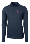 Main image for Cutter and Buck Ole Miss Rebels Mens Navy Blue Virtue Eco Pique Long Sleeve Qtr Zip Pullover