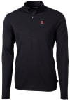 Main image for Cutter and Buck Rutgers Scarlet Knights Mens Black Virtue Eco Pique Long Sleeve Qtr Zip Pullover