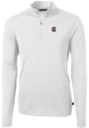 Main image for Cutter and Buck South Carolina Gamecocks Mens White Virtue Eco Pique Long Sleeve Qtr Zip Pullover